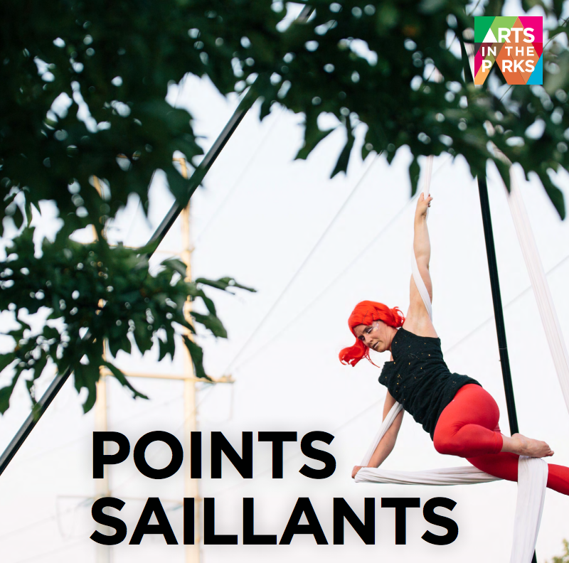 Arts in the Parks Points Sailants person performing aerial silk performance