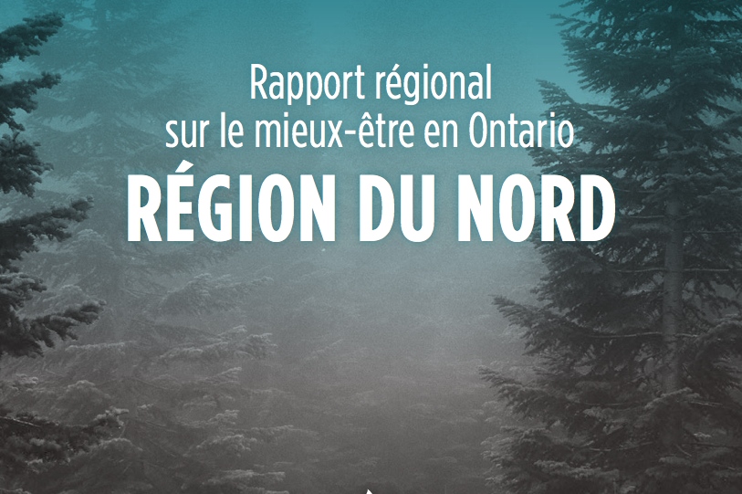 Region du nord: title text with pine trees covered in snow in the background