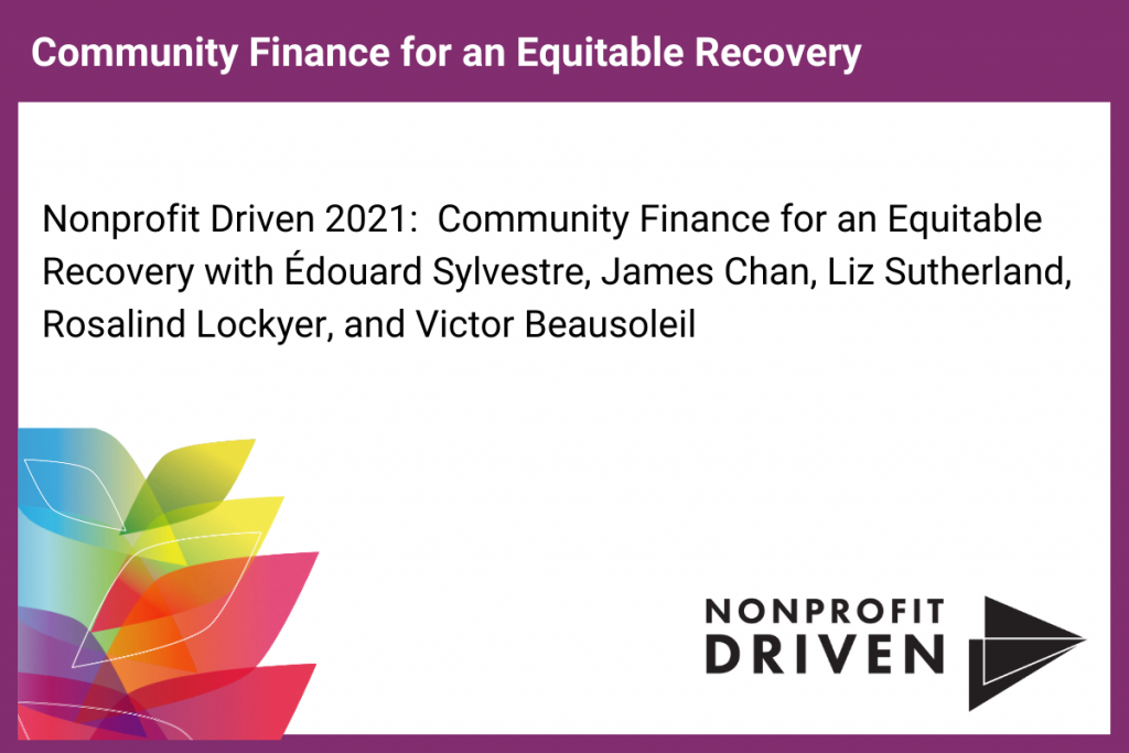 Title card: Community Finance for Equitable Recovery