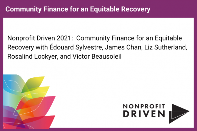 Title card: Community Finance for Equitable Recovery
