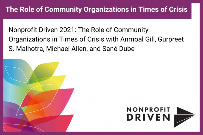 Title card: The Role of Community Organizations in Times of Crisis